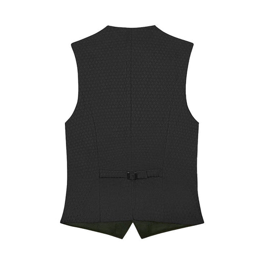 Black patterned vest on a white background