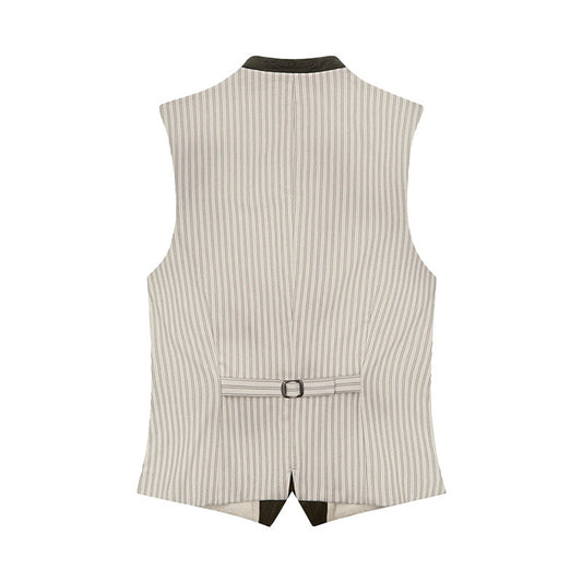 Striped vest with a belt on a white background