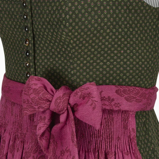 Green Dirndl dress close-up with a pink apron