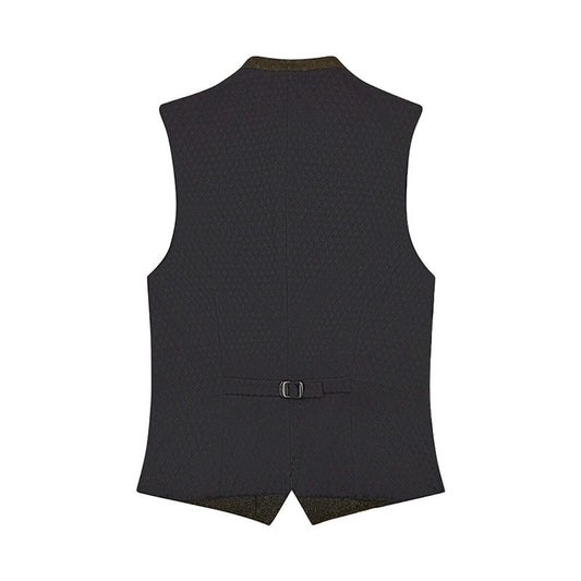 Black vest with a belt on a white background