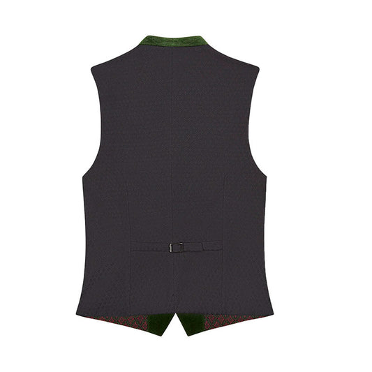 Black vest with green trim on a white background