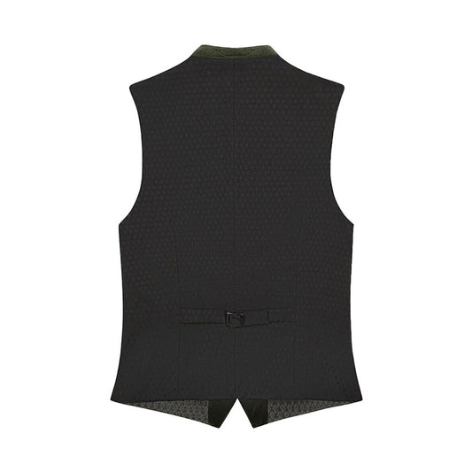 Black vest with a patterned interior on a white background
