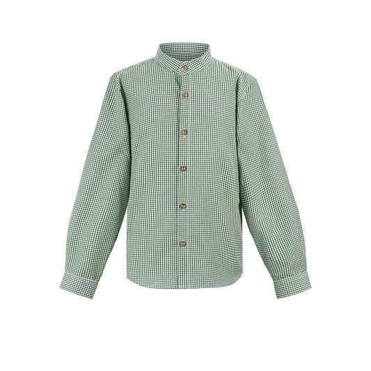 Kids Trachten Green checkered shirt on a white background