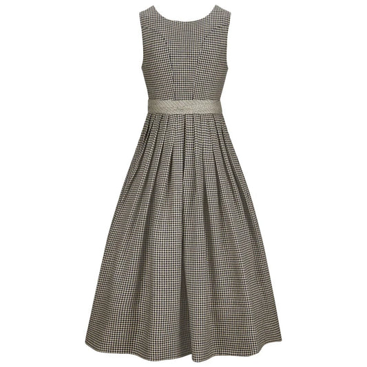 Checkered dress with a belt on a white background