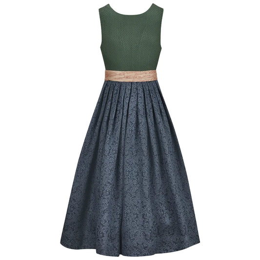 Green and gray patterned dress on a white background
