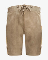 Beige shorts with drawstring on a white background