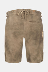 Brown shorts with a drawstring on a white background